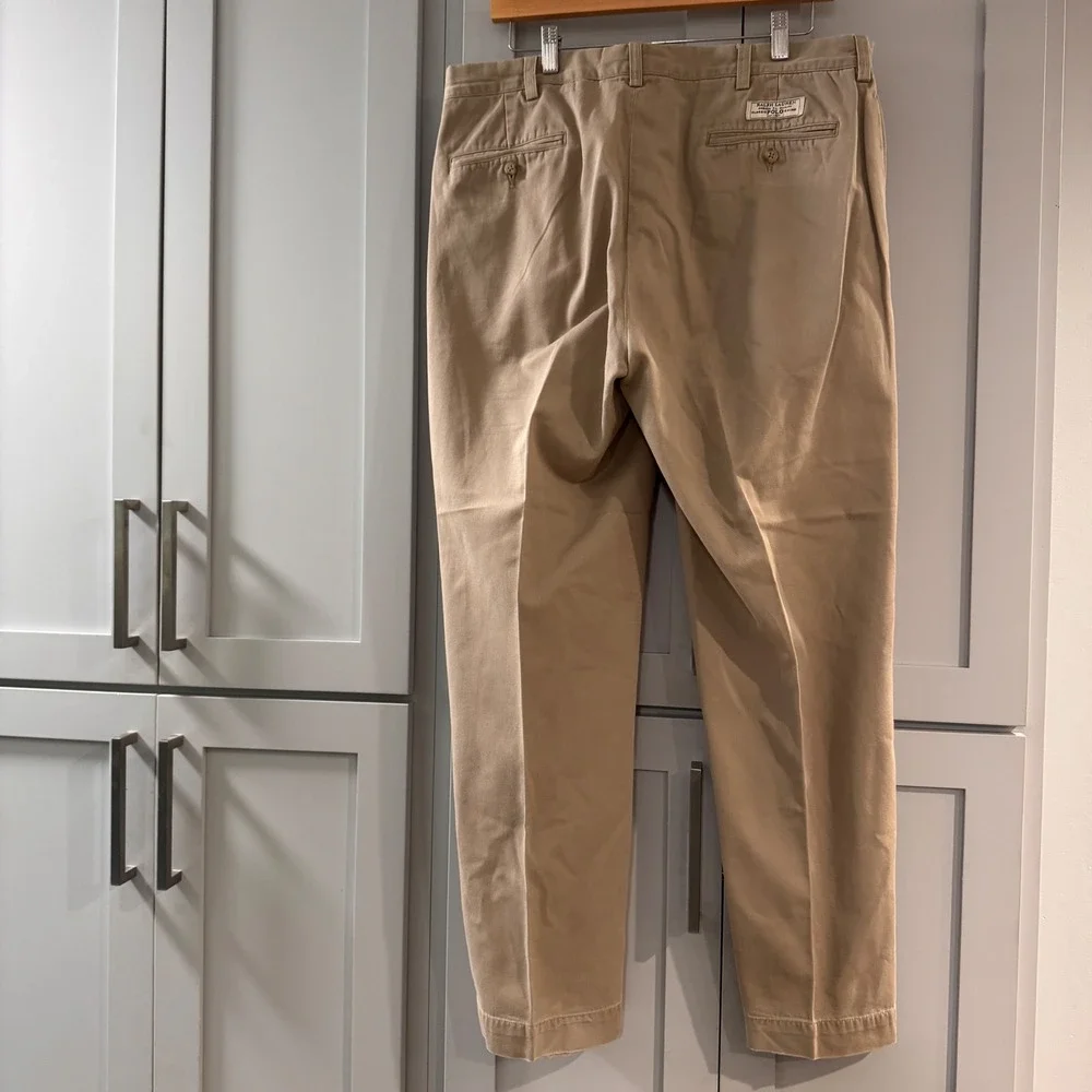 Vintage Polo Ralph Lauren Andrew Pant Khaki Tan Double Pleat Chino 36x30 Cotton